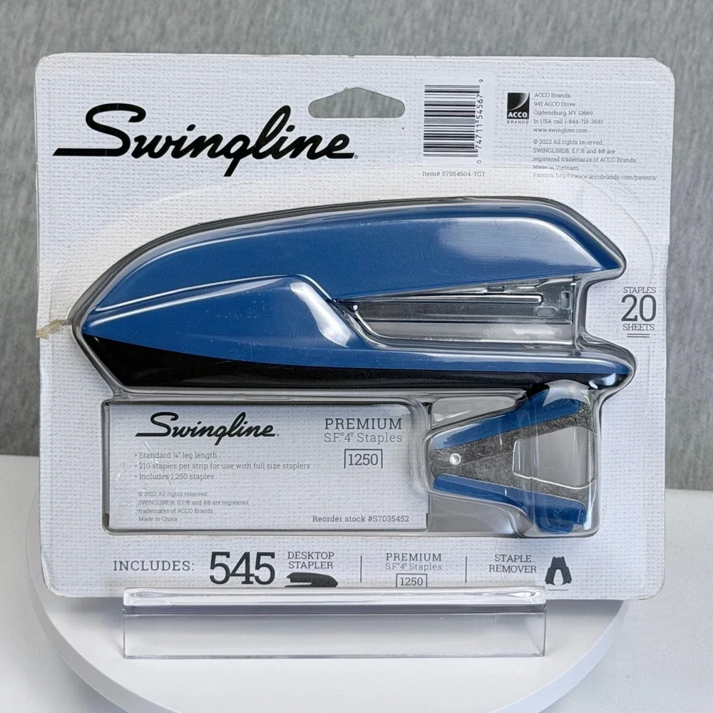 Swingline 545 Desktop Stapler Value Pack Blue Blk SF.4 Staples Remover S7054504